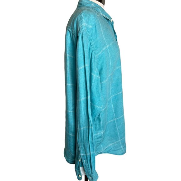 Tommy Bahamas relax men’s large button front shirt long sleeve collar blue and w - Picture 7 of 16